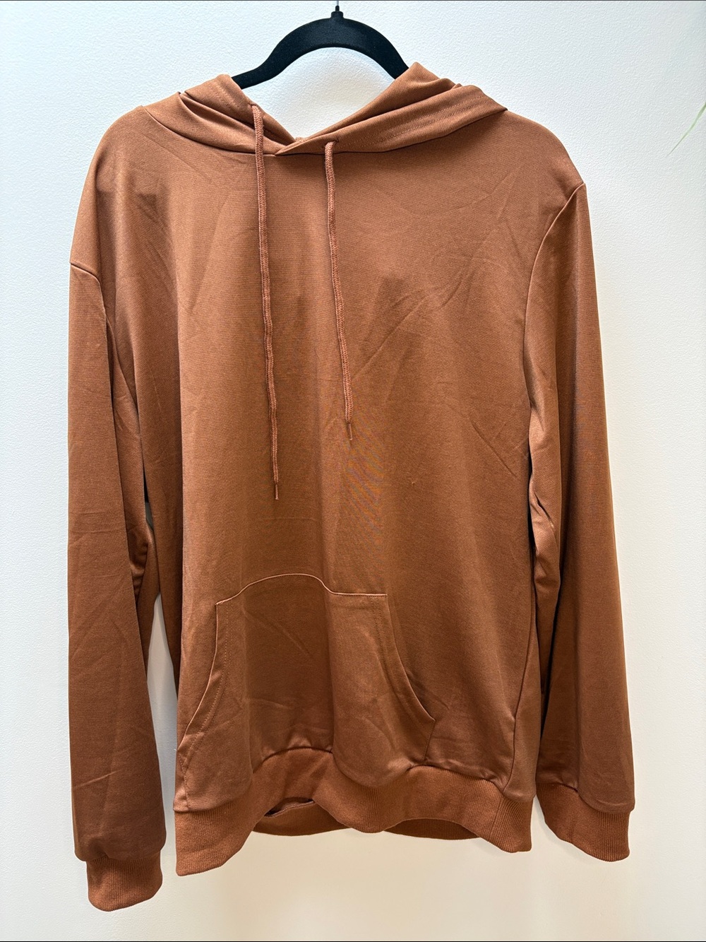 Men's Brown Pullover Hoodie with Drawstring